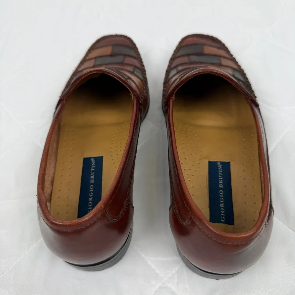 Vintage 90s Giorgio Brutini Men 9.5D Patchwork Leather Loafers Brazil